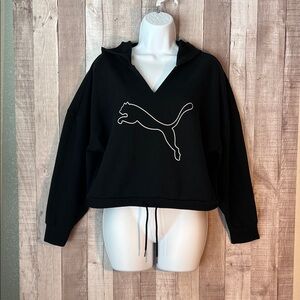 Black Pullover Crop Hoodie Sweater by PUMA